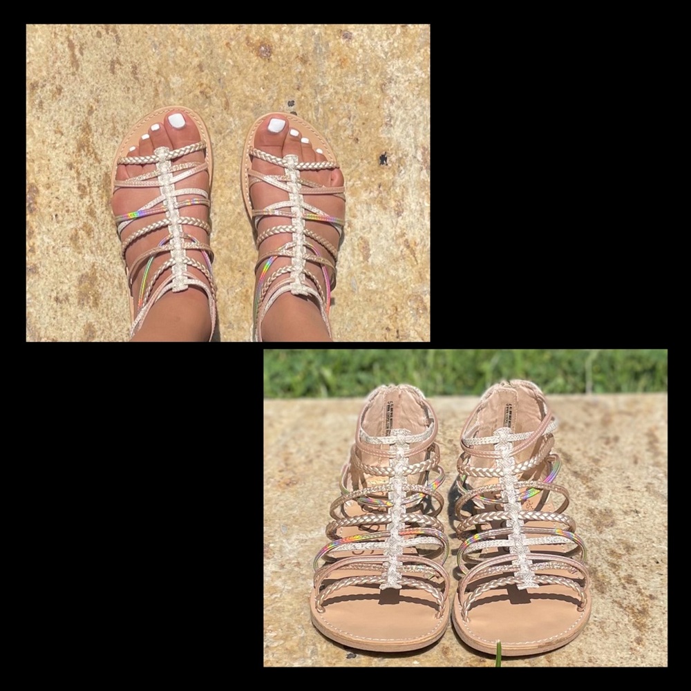 A pair of sandals 💖🤍💛